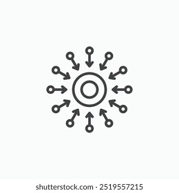 Centralizedline in Thin line black color. flat simple vector symbols illustration.