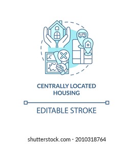 Centrally located housing concept icon. Internship program benefit abstract idea thin line illustration. Suitable option for student living. Vector isolated outline color drawing. Editable stroke