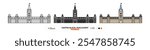 Centre Block Parliament Line Icon. Ottawa Canada, Silhouette, Color Symbol, Editable Stroke.