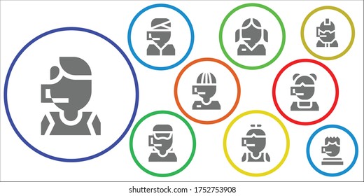 centre icon set. 9 filled centre icons.  Simple modern icons such as: Call center