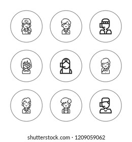Centre icon set. collection of 9 outline centre icons with  icons. editable icons.