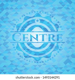 Centre light blue emblem with mosaic background