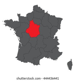 Centre red map on gray France map vector