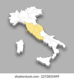 Centre region location within Italy 3d isometric map