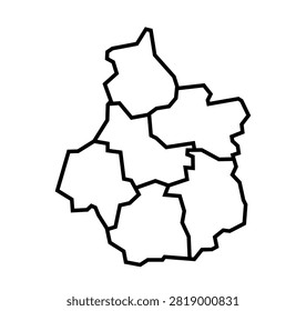 Centre Val de Loire Map with All Departments Black Line Vector Illustration of French Region