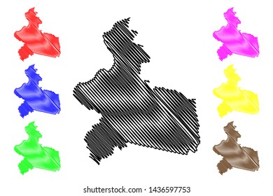 Centre-Est Region (Regions of Burkina Faso, Burkina Faso) map vector illustration, scribble sketch Centre Est map