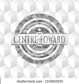 Centre-foward grey emblem with cube white background