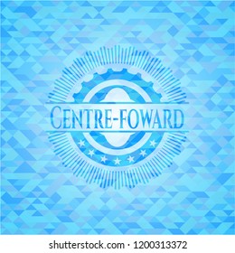 Centre-foward realistic sky blue mosaic emblem