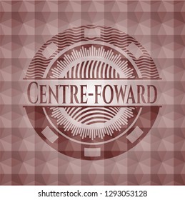 Centre-foward red seamless emblem with geometric pattern.