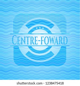 Centre-foward water wave concept badge background.