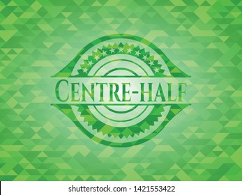 Centre-half green emblem. Mosaic background. Vector Illustration. Detailed.