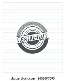 Centre-half pencil draw. Vector Illustration. Detailed.