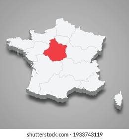 Centre-Val de Loire region location within France 3d isometric map