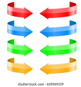 Centric colored arrows. Vector 3d illustration isolated on white background