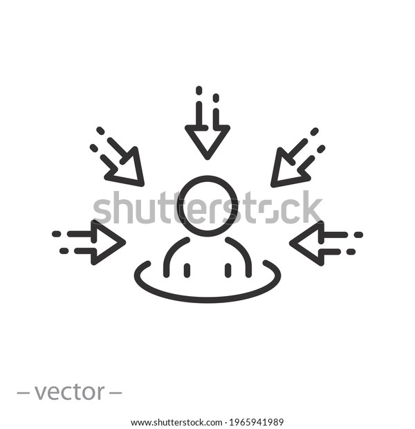 centric consumer icon, customer focus concept,
client first approach,  thin line symbol on white background -
editable stroke vector
eps10