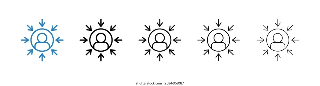 Centric consumer icons in five different stroke sizes
