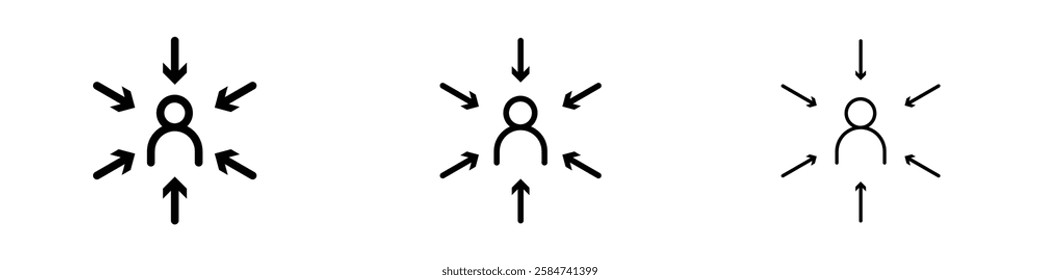 Centric consumer icons in three different stroke lines
