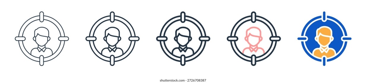 Ilustración vectorial de conjunto de iconos de estilo diferente céntrico.