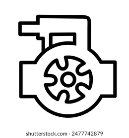 centrifugal impeller pump icon, electric motor