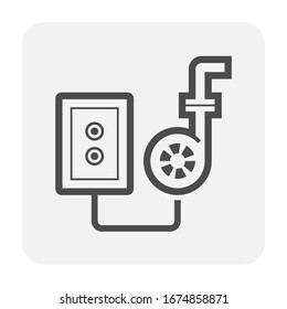 Centrifugal pump, electrical control power distribution box cabinet enclosure vector icon. For control water in industrial factory, supply infrastructure, wastewater treatment, cooling and plumbing.