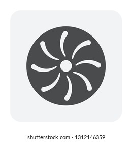 Centrifugal pump impeller vector icon. Equipment or part consist of rotor and vane. For convert energy by displacement liquid, oil or water. For automotive engine, water supply and distribution.