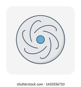 Centrifugal pump impeller vector icon. Equipment or part consist of rotor and vane. For convert energy by displacement liquid, oil or water. For automotive engine, water supply and distribution.