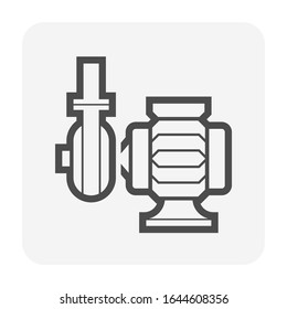 Bomba de agua e icono de tubo de acero para la distribución de agua para el diseño gráfico de trabajo de agua.