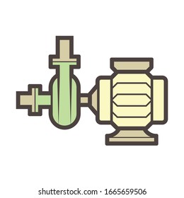 Bomba de agua y cañería de agua 
diseño de icono vectorial para agua de distribución.