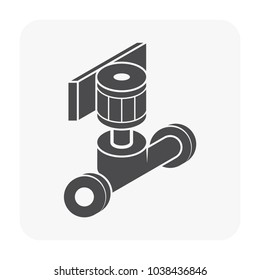 Centrifugal pump vector icon. Powered by electric motor. For control or distribution fluid in industrial, water supply infrastructure, wastewater treatment, water cooling, plumbing and irrigation etc.