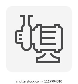Centrifugal pump vector icon. Powered by electric motor. For control or transport water in industrial, water supply infrastructure, wastewater treatment, cooling, plumbing and irrigation. 48x48 px.