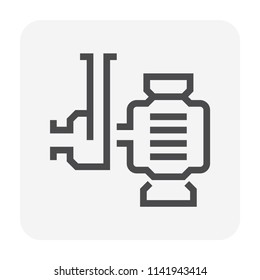 Centrifugal pump vector icon. Powered by electric motor. For control or transport water in industrial, water supply infrastructure, wastewater treatment, cooling, plumbing and irrigation. 48x48 px.