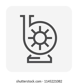 Centrifugal pump vector icon. Powered by electric motor or engine for transport fluid in industrial water i.e. supply infrastructure, wastewater treatment, cooling, plumbing and irrigation. 48x48 px.