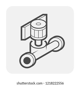 Centrifugal pump vector icon. Powered by electric motor. For control or distribution fluid in industry, water supply infrastructure, wastewater treatment, water cooling, plumbing and irrigation etc.