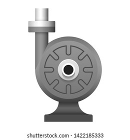 Centrifugal pump vector icon. Powered by electric motor or engine. For control or distribution fluid in industry, water supply infrastructure, wastewater treatment, cooling, plumbing and irrigation.