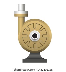 Centrifugal pump vector icon. Powered by electric motor or engine. For control or distribution fluid in industry, water supply infrastructure, wastewater treatment, cooling, plumbing and irrigation.