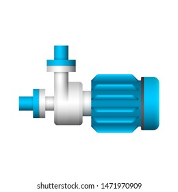 Centrifugal pump vector icon. Powered by electric motor. For control or distribution fluid in industry, water supply infrastructure, wastewater treatment, water cooling, plumbing and irrigation etc.