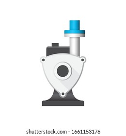 Centrifugal pump vector icon. Powered by electric motor or engine. For control or distribution water in industrial, water supply infrastructure, waste water treatment, plumbing and irrigation etc.