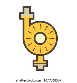Bomba de agua y cañería de agua 
diseño de icono vectorial para agua de distribución.