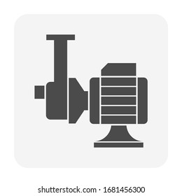 Centrifugal pump vector icon. Powered by electric motor. For control or distribution fluid in industry, water supply infrastructure, wastewater treatment, water cooling, plumbing and irrigation etc.