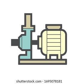 Wasserpumpe zur Verteilung Wasser Vektorillustration Symbol Design.