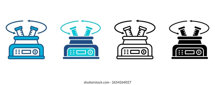 Conjunto de iconos de centrífuga con múltiples estilos. Ilustración vectorial