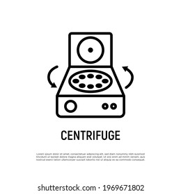 Centrifuge Thin Line Icon. Medical Equipment For Blood Centrifugation And Urine Analysis. Vector Illustration.