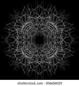 Centripetal tracery ornamental composition. Decorative ornate pattern of curved lines. Vector illustration 