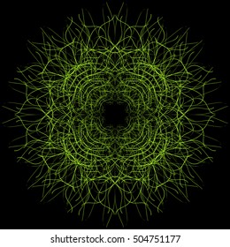 Centripetal tracery ornamental composition with empty center. Decorative ornate pattern of curved lines. Vector illustration 