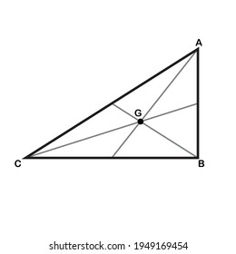 The Centroid Of A Right Angle Triangle Intersection Of Three Medians 