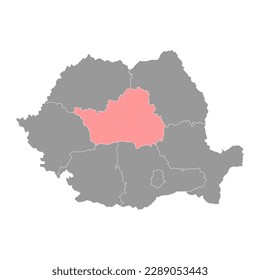 Centru development region map, region of Romania. Vector illustration.