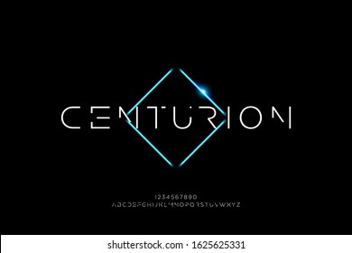 Centurion, an Abstract technology futuristic alphabet font. digital space typography vector illustration design