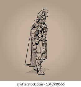 Centurion, Roman legion. Digital Sketch Hand Drawing Vector. Illustration.