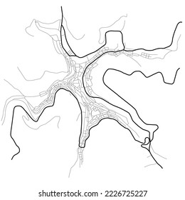 Centuripe city map (Italy) - town streets on the plan. Monochrome line map of the  scheme of road. Urban environment, architectural background. Vector 