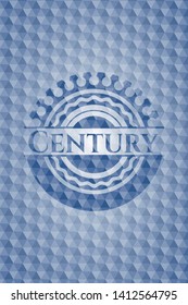 Century blue badge with geometric pattern. Vector Illustration. Detailed.